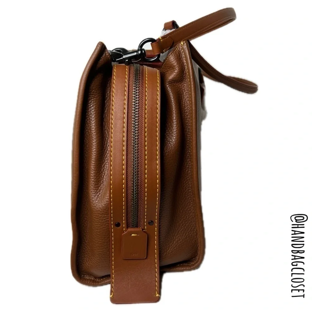 Coach LARGEST Rogue 36 Glovetanned Leather Top Handle Saddle Brown 54556 Bag